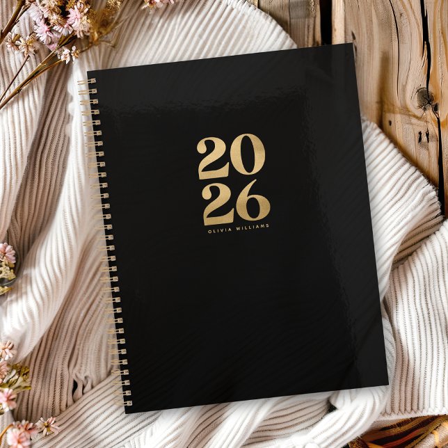 2026 Modern Elegant Faux Gold Foil Glitter Planner (Creator Uploaded)