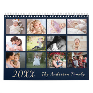 2026 Modern Family Photo Calendar – black & gold