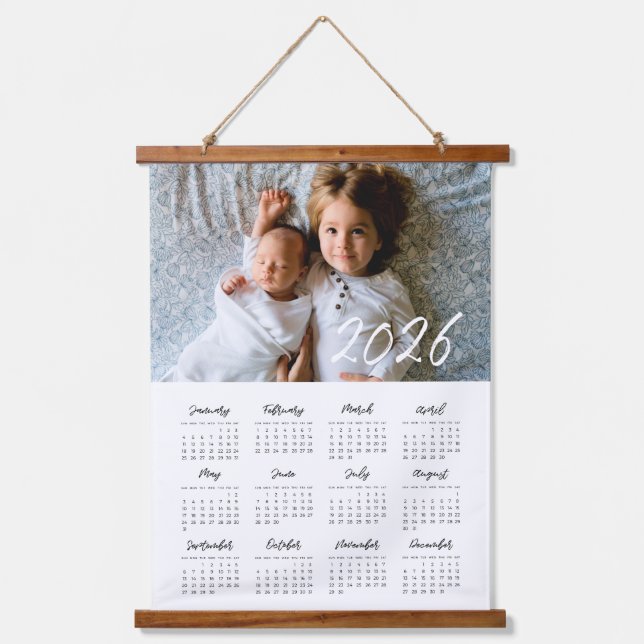 2026 modern family photo calendar hanging tapestry (Front)