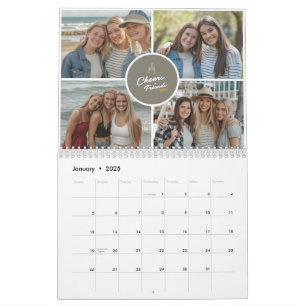 2026 Modern Friends Photo Collage Minimal Monthly Calendar
