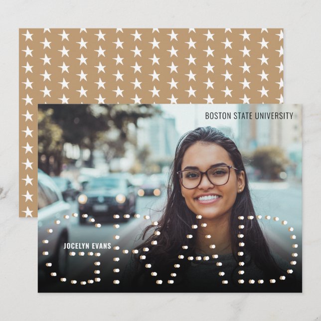 2026 Modern Gold Photo Graduation Announcement (Front/Back)