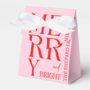 2026 Modern Merry and Bright Red Pink Christmas Favor Boxes