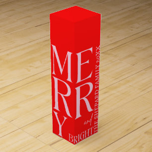 2026 Modern Merry and Bright Red Pink Christmas Wine Box