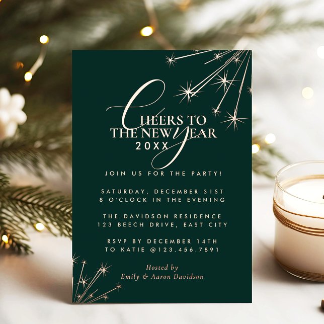 2026 Modern Minimal Classic Typography New Years Foil Invitation (Creator Uploaded)
