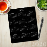 2026 Modern Minimalist Black Calendar Mouse Pad<br><div class="desc">🌟This is for 2026🌟 2026 Modern Simple Black and White Calendar Mouse Pad featuring a simple,  minimalist year-at-a-glance calendar. This is a simple black and white,  but the colors are all customizable. Please contact us at cedarandstring@gmail.com if you need assistance with the design or matching products.</div>