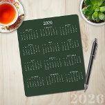 2026 Modern Minimalist Forest Green Calendar Mouse Pad<br><div class="desc">🌟This is for 2026🌟 2026 Modern Simple Forest Green and White Calendar Mouse Pad featuring a simple,  minimalist year-at-a-glance calendar. The colors are all customizable. Please contact us at cedarandstring@gmail.com if you need assistance with the design or matching products.</div>