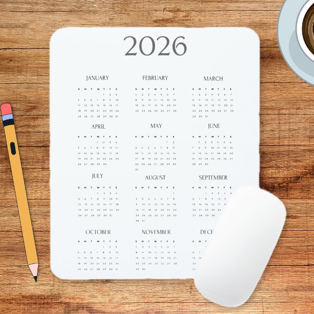 2026 Modern Minimalist Mini Calendar Mouse Pad (2026 Modern Minimalist Mini Calendar Mouse Pad)