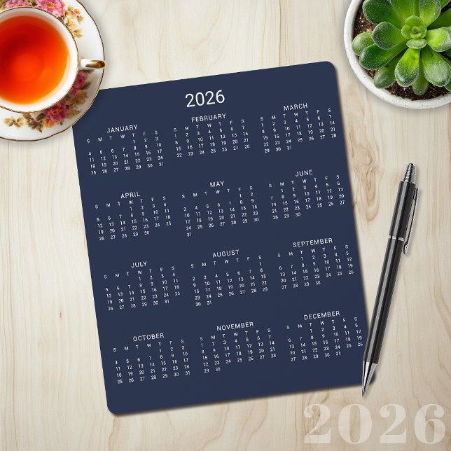 2026 Modern Minimalist Navy Blue Calendar Mouse Pad (2026 Modern Minimalist Navy Blue Calendar Mouse Pad)