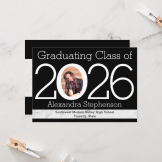 2026 Modern Numeral Frame Photo Graduation Invitation