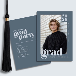 2026 Modern Slate Blue Graduation Party Invitation