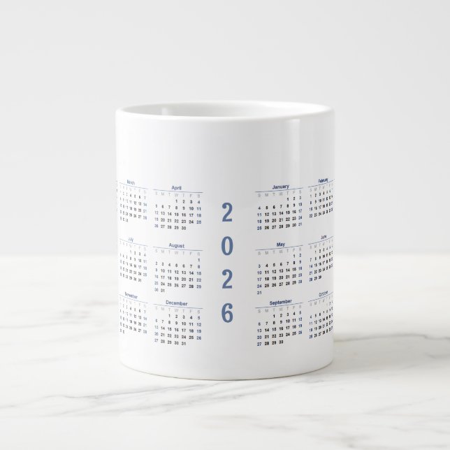 2026 Monthly Calendar  Giant Coffee Mug (Front)