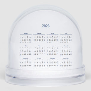 2026 Monthly Calendar Snow Globe