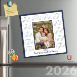 2026 Navy Blue Photo Magnetic Calendar<br><div class="desc">2026 Modern Navy Blue Photo Magnetic Calendar in white, with a modern trendy blue border. Add your photo and name for a fun, personalized gift! Perfect for stocking stuffers or small gifts for friends, family, and loved ones. ✨THIS IS FOR 2026.✨ Please contact us at cedarandstring@gmail.com if you need assistance...</div>