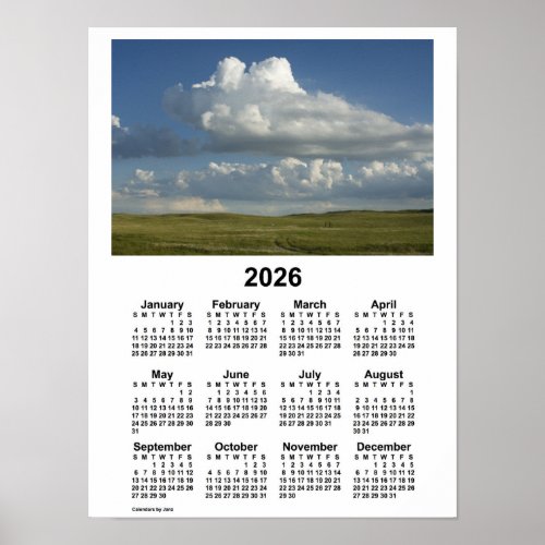 2026 Nebraska Sandhills Calendar by Janz Poster