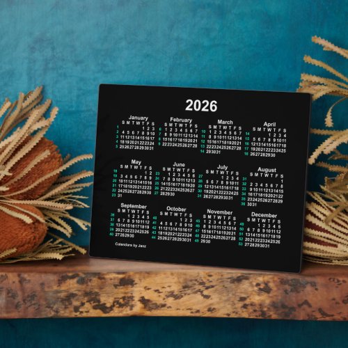 2026 Neon 52 Week ISO Desk Calendar by Janz 8x10 Plaque