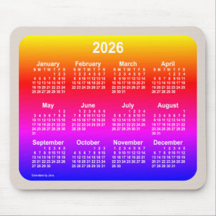 2026 Neon Rainbow Calendar by Janz Two Tone Mouse Pad
