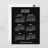 2026 Neon White 6 Month Mini Calendar by Janz Postcard (Front/Back)