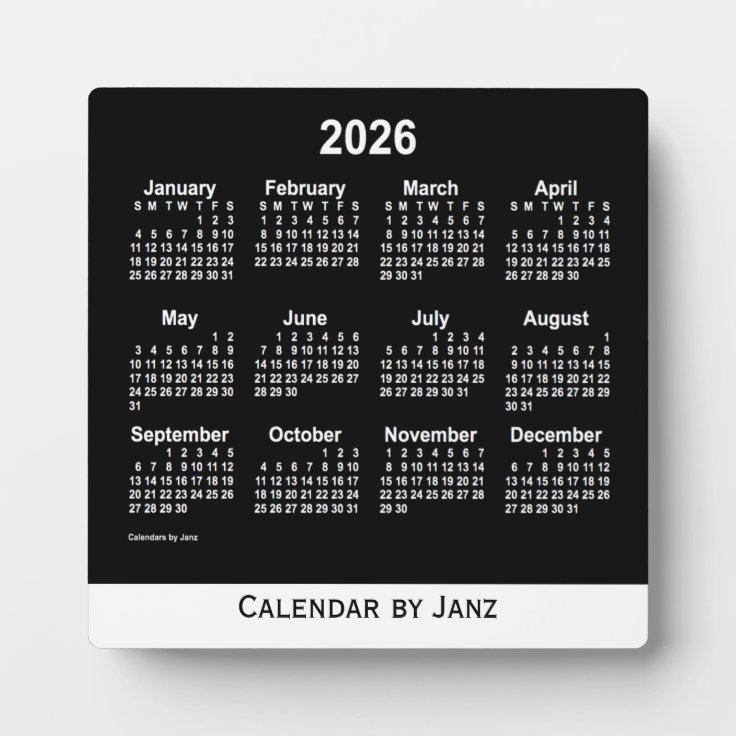 2026 Neon White Desk Calendar by Janz Plaque Zazzle