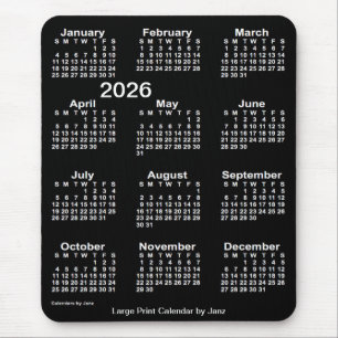 2026 Neon White Large Print Calendar by Janz Mouse Pad