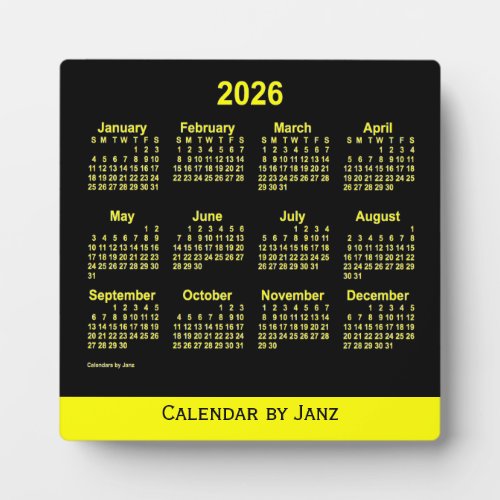 2026 Neon Yellow Desk Calendar by Janz Plaque