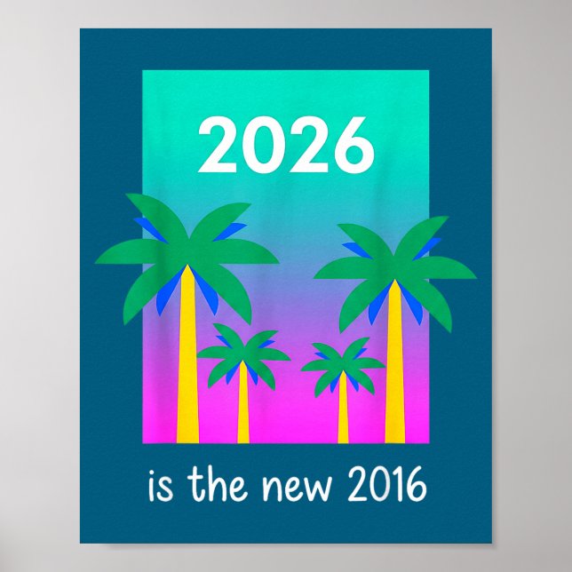 2026 New 2016 Vaporwave Palm Illustration Poster (Front)