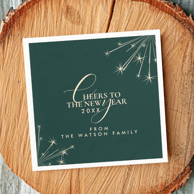 2026 New Year Classy Modern Typography Green Napkins (Creator Uploaded)