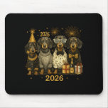 2026 New Year Dachshund Gold Vintage Party Art  Mouse Pad
