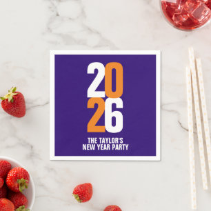 2026 new year event custom orange white dark blue napkins