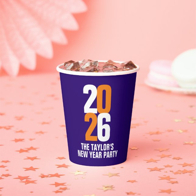 2026 new year event custom orange white dark blue paper cups (Insitu)