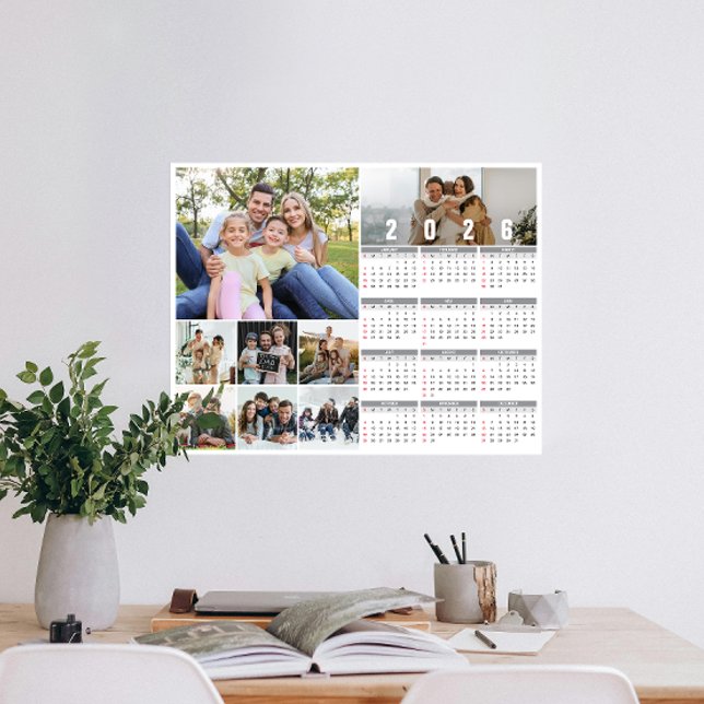 2026 New Year Family Personalized Photo Calendar Poster (Personalize 2026 with our custom photo calendar poster—display favorite photos and stay organized.)