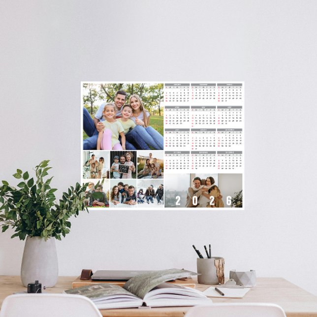 2026 New Year Family Personalized Photo Calendar Poster (Personalize 2026 with our custom photo calendar poster—display favorite photos and stay organized.)