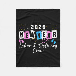 2026 New Year Labor And Delivery Nurse Fireworks E Fleece Blanket