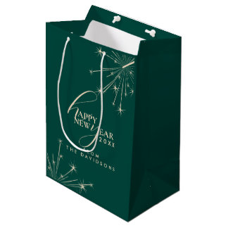 2026 New Year Modern Festive Typography Teal Medium Gift Bag