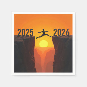 2026 New Year Silhouette Leaping a Cliff Napkins