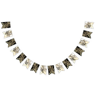 2026 new year with golden bubbles bunting flags