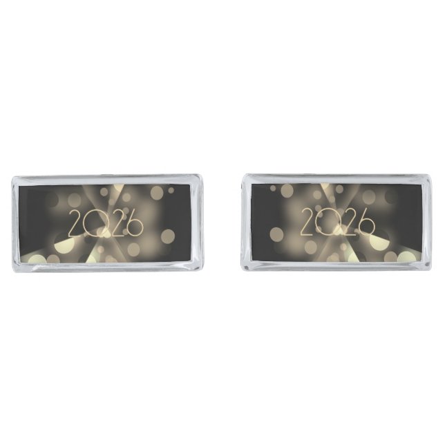 2026 new year with golden bubbles cufflinks (Front)