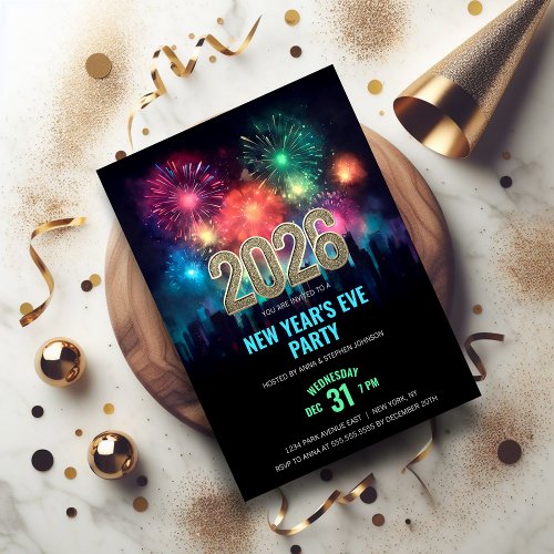 2026 New Years Eve Elegant Fireworks Invitation