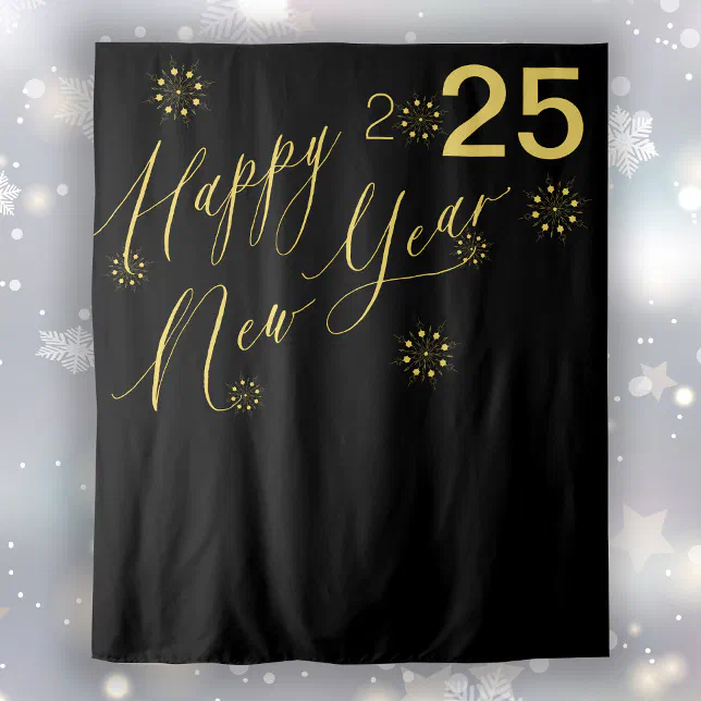 2026 New Years Eve gold black photo booth backdrop | Zazzle