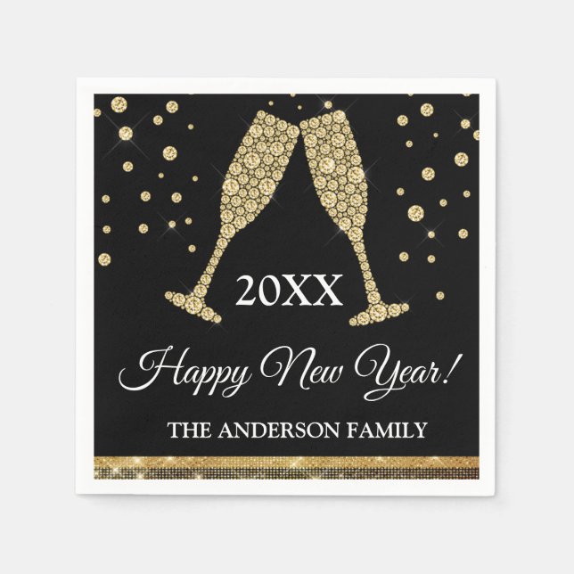 2026 New Year's Eve Party Faux Gold Foil Napkins (Front)