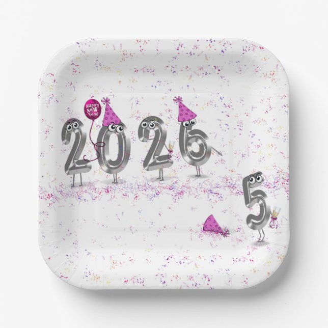 2026 New Year's Eve Party Humor Paper Plates (Front)