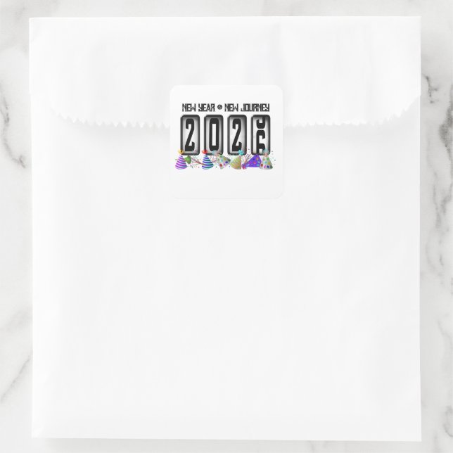 2026 New Years Odometer Square Sticker (Bag)