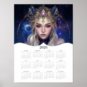 2026 Night Elf Fantasy Art Full Year Calendar Poster