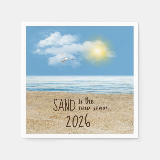 2026 Ocean Beach With Seagull  Napkins (Front)