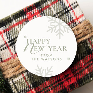 2026 Olive Minimalist Modern Typography New Year Classic Round Sticker