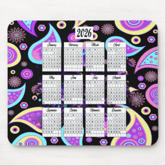 2026 Paisley Design Calendar Mouse Pad