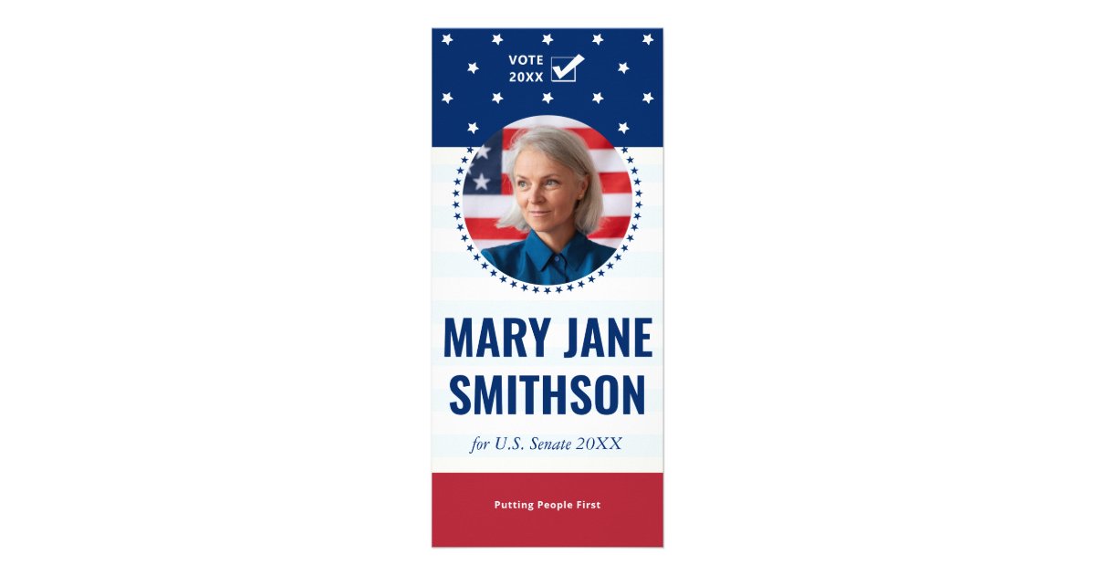 2026 Patriotic US Flag Political Candidate Campaig Rack Card | Zazzle