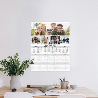 2026 Personal Family Collage Custom Photo Calendar Poster
