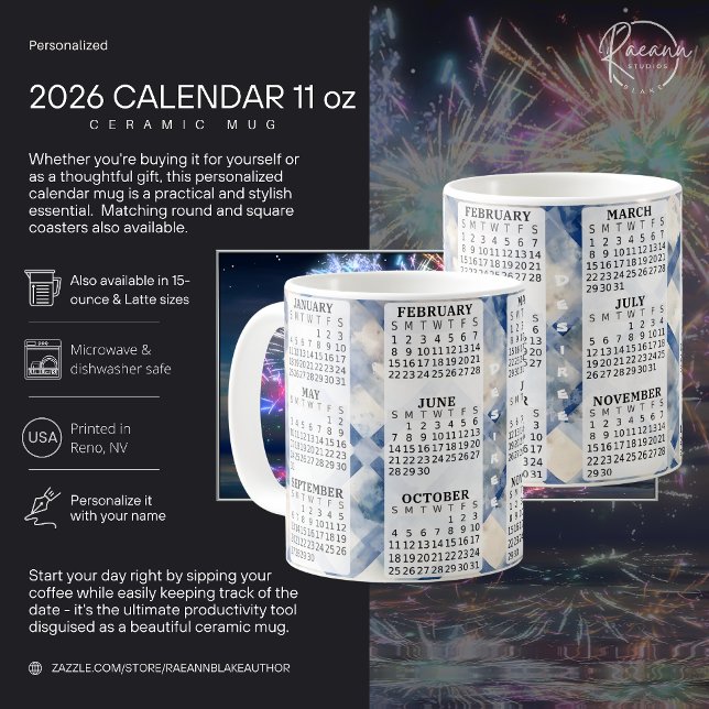 2026 Personalized 11 oz. Calendar Ceramic Mug (Creator Uploaded)