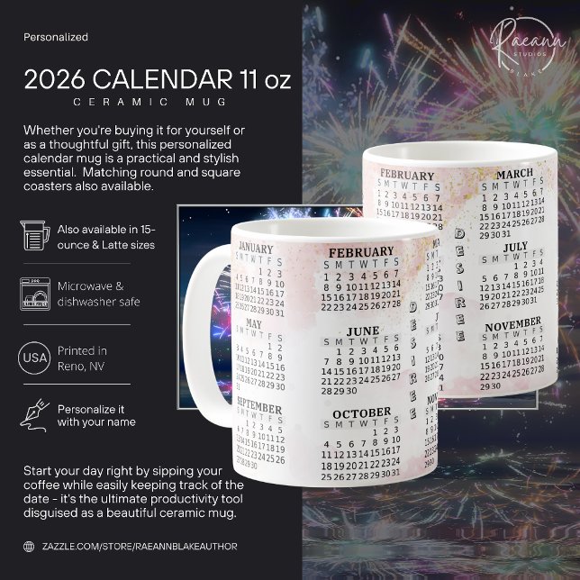 2026 Personalized 11oz Calendar Ceramic Mug (Creator Uploaded)