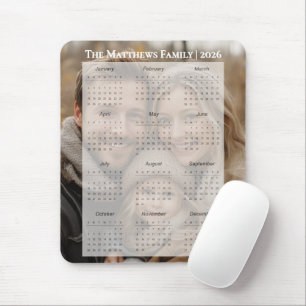 2026 Personalized Family Name Photo Calendar Mouse Pad